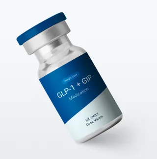 GLP-1 plus GIP medication vial containing tirzepatide